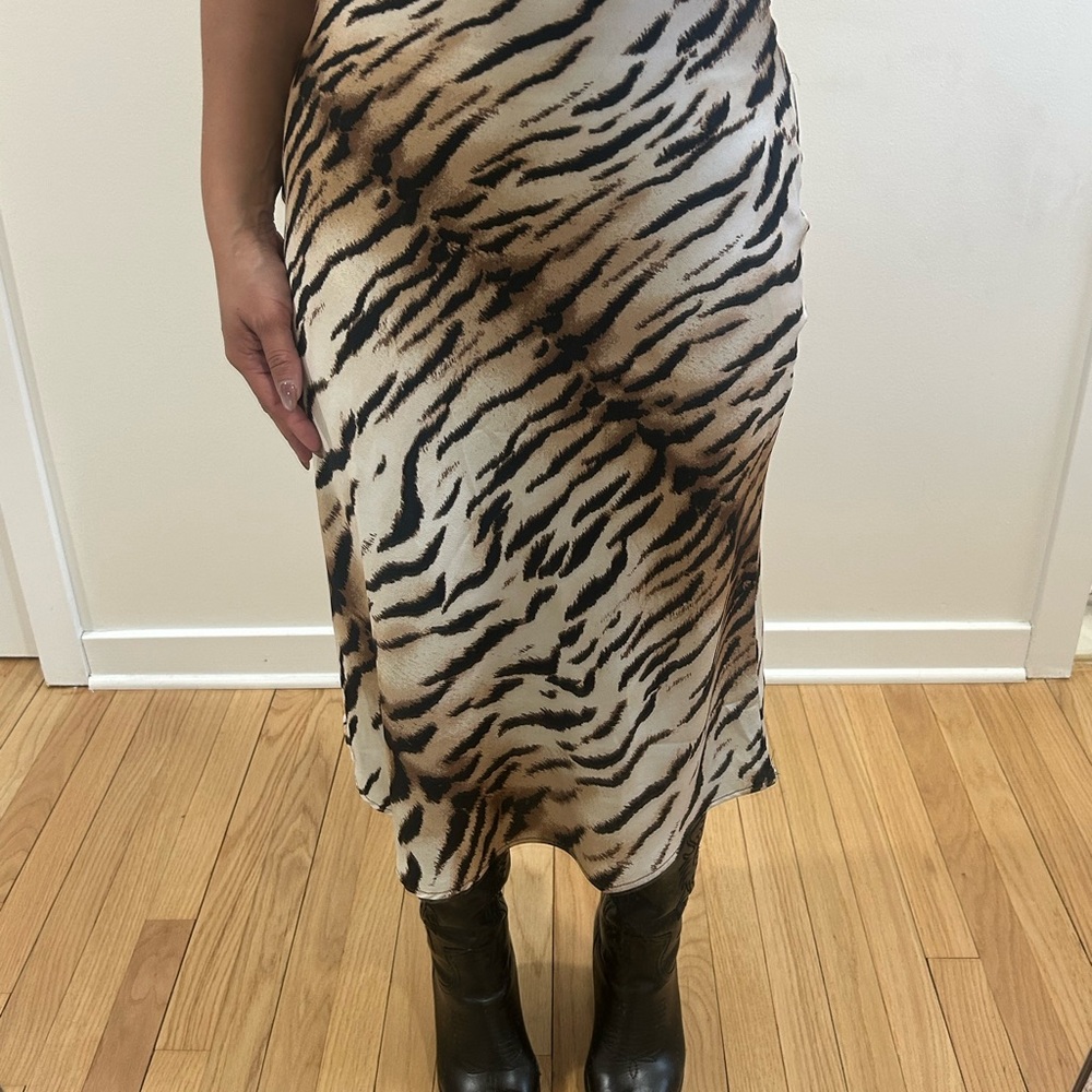 Animal Print Slip Midi Skirt